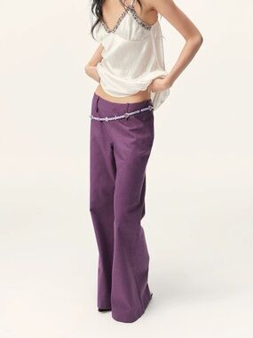 Low-Waist flare purple pants